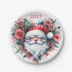 Assiettes En Carton Guirlande florale en forme de coeur - Père Noël