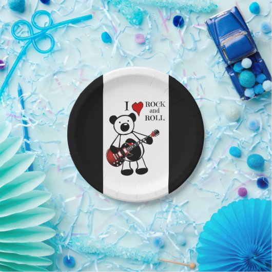 Assiettes En Carton Guitar Bear Rock & Roll Music Anniversaire de enfa (Fête)