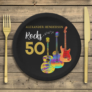 Assiettes En Carton Guitare 50ème anniversaire fête 50 rochers