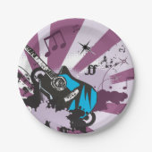 Assiettes En Carton Guitare bleue (Devant)