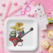 Assiettes En Carton Guitare Électrique Et Fûts (Fête)