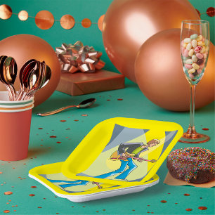 Assiettes En Carton Guitariste Rock Musicien Style 70s