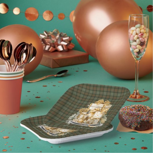 Assiettes En Carton Gunn Weathered Tartan Christmas Paper Plates (Multi)