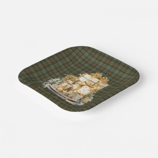 Assiettes En Carton Gunn Weathered Tartan Christmas  Paper Plates (Angulaire)