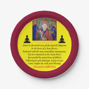 Assiettes En Carton Guru Rinpoche & Prière de sept lignes /Padmasambh
