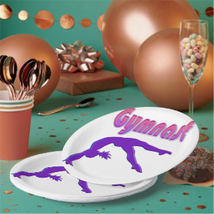 Assiettes En Carton Gymnaste Tumbling Puissant Métallisé Violet