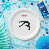 Assiettes En Carton Gymnastics paper plates with personalized name. (Fête)