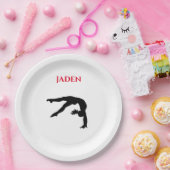 Assiettes En Carton Gymnastics paper plates with personalized name. (Fête)
