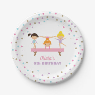 Assiettes En Carton Gymnastique anniversaire pastel