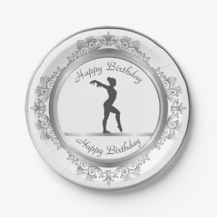 Assiettes En Carton Gymnastique élégante Argent Embellisté Annivers