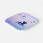 Assiettes En Carton Gymnastique féminine Monogramme bleu violet person (Angulaire)