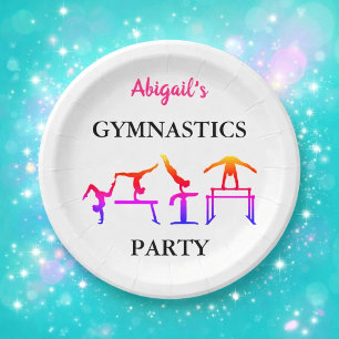 Assiettes En Carton Gymnastique féminine personnalisée Fête d'annivers