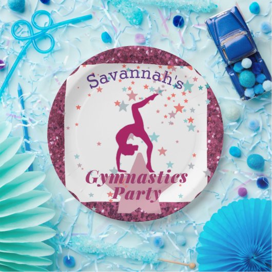 Assiettes En Carton Gymnastique Parties scintillant et étoiles (Fête)