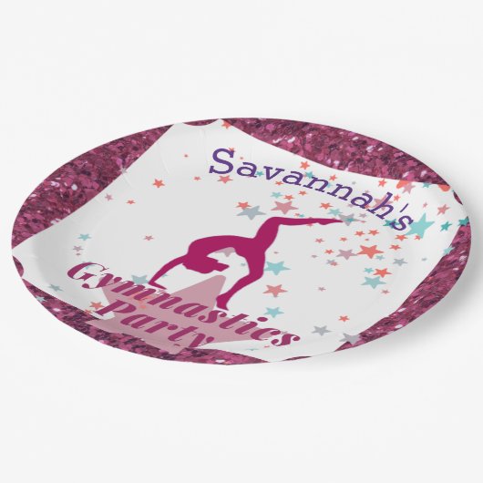 Assiettes En Carton Gymnastique Parties scintillant et étoiles (Angle)