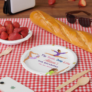 Assiettes En Carton Gymnastique saut Cartwheel fête d'anniversaire fil