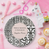Assiettes En Carton Hacienda Carrelage Motif Noir Blanc Noir Blush Bri (Fête)