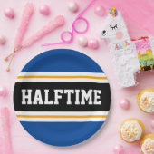 Assiettes En Carton HALFTIME Bleu Noir Blanc Jaune Frappe (Fête)