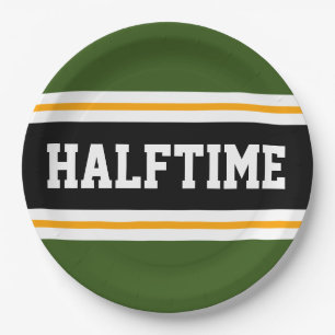 Assiettes En Carton HALFTIME Forest Green Black White Yellow Stripes