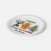 Assiettes En Carton Hallothanksmas heureux avec des arbres (Angle)