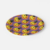 Assiettes En Carton Halloween à l'ancienne, chat noir sur Citrouille (Angle)