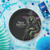 Assiettes En Carton Halloween à thème de sorcière effrayant (Fête)