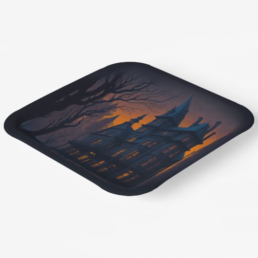 Assiettes En Carton Halloween Adulte Haunween Mansion Party (Angulaire)