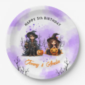 Assiettes En Carton Halloween Anniversaire Jumeaux Plaques papier (Devant)