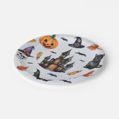 Assiettes En Carton Halloween Aquarelle citrouille crâne chat chat Mot (Angle)