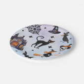 Assiettes En Carton Halloween Aquarelle Crow Witch Motif crâne de chat (Angle)