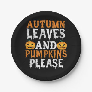 Assiettes En Carton Halloween Autumn Leaves and Pumkins Birthday