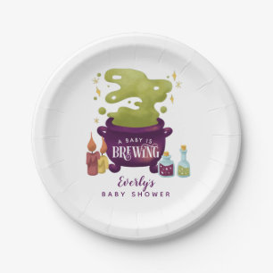 Assiettes En Carton Halloween Baby Is Brewing Witch Baby Shower