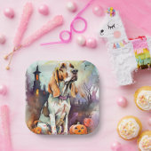 Assiettes En Carton Halloween Basset Hound Avec Crainte Citrouille (Fête)