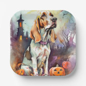 Assiettes En Carton Halloween Basset Hound Avec Crainte Citrouille (Recto)