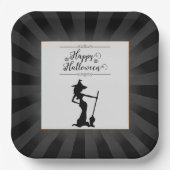 Assiettes En Carton Halloween Black Starburst Witch (Recto)