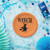 Assiettes En Carton Halloween Black Wicked Flying Witch (Fête)
