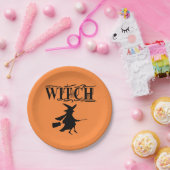 Assiettes En Carton Halloween Black Wicked Flying Witch (Fête)