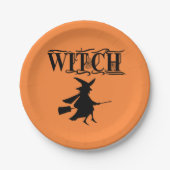 Assiettes En Carton Halloween Black Wicked Flying Witch (Devant)