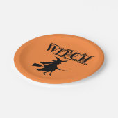 Assiettes En Carton Halloween Black Wicked Flying Witch (Angle)