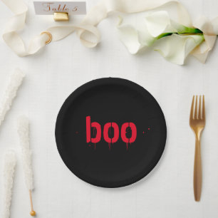 Assiettes En Carton Halloween boo rouge sang noir effroi