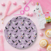 Assiettes En Carton Halloween chat violet (Fête)