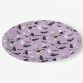 Assiettes En Carton Halloween chat violet (Angle)