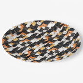 Assiettes En Carton Halloween Chats noirs blancs orange (Angle)