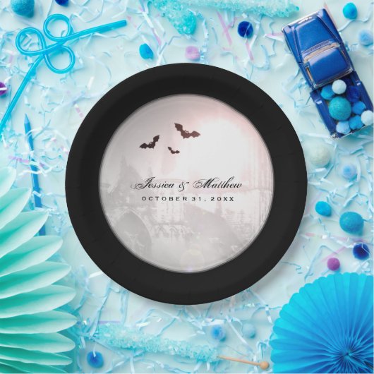 Assiettes En Carton Halloween chauves-souris noires Mariage gothique P (Fête)