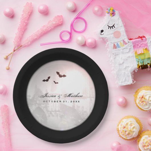 Assiettes En Carton Halloween chauves-souris noires Mariage gothique P (Fête)