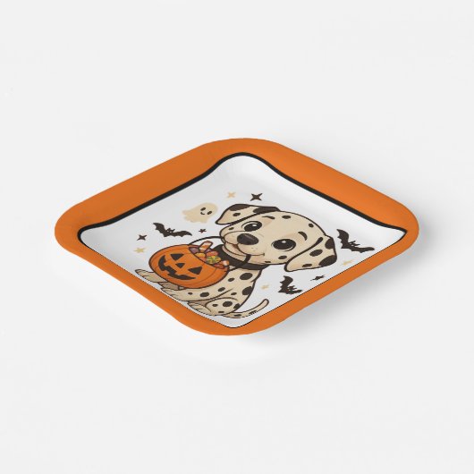 Assiettes En Carton Halloween Chien Dalmatien Trick ou traitement (Angulaire)