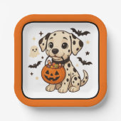 Assiettes En Carton Halloween Chien Dalmatien Trick ou traitement (Recto)