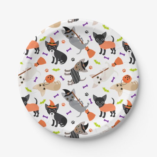 Assiettes En Carton Halloween Chihuahua (Devant)