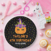 Assiettes En Carton Halloween Citrouille Anniversaire Papier noir et o (Fête)