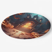 Assiettes En Carton Halloween Citrouille brillant (Angle)