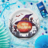 Assiettes En Carton Halloween Citrouille, Chats et sorcière Ha (Fête)